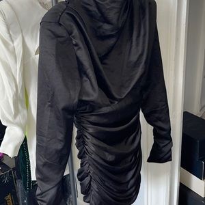 Black Ruched long Sleeve Dress HOUSEOFCB